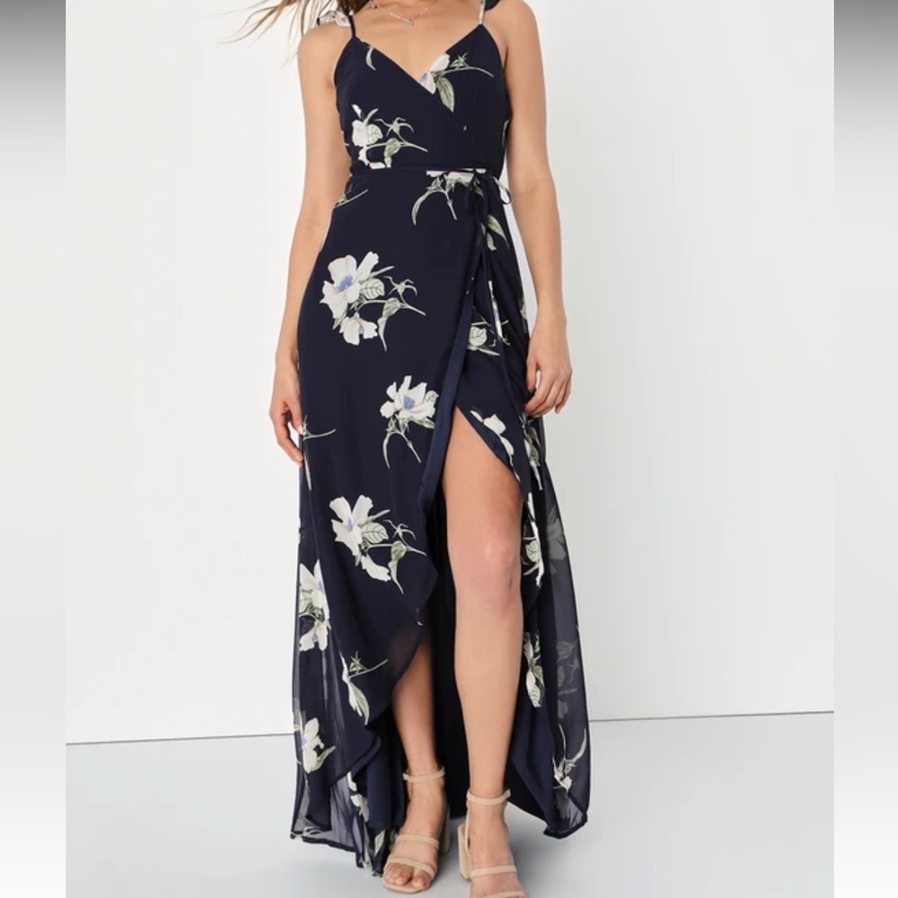 Lulus High-Low Floral Wrap Dress